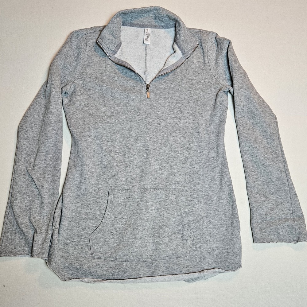 Plush & Lush Gray Fleece 1/4 Zip Pullover‎ Sweatshirt Women's Medium Soft Cozy